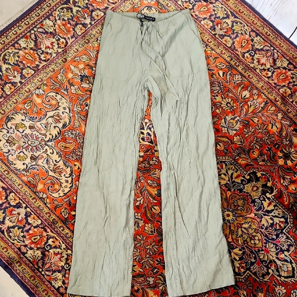 Zara Pants - Zara Light Olive Green Flowy Wide Leg Pants Lightweight XS Viscose Blend
